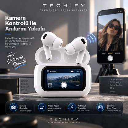 TECHIFY AirScreen Pro™ | Akıllı Ekranlı ANC & ENC Bluetooth Kulaklık