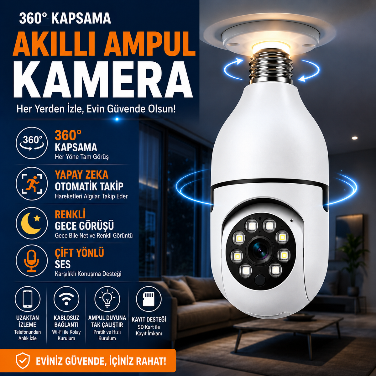 TECHIFY 360 Akıllı Kamera Ampulü